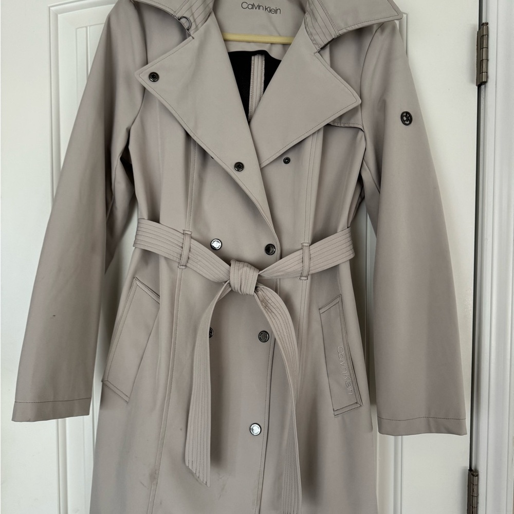 Calvin Klein Trench Coat with Belted Waist - Picture 2 of 7